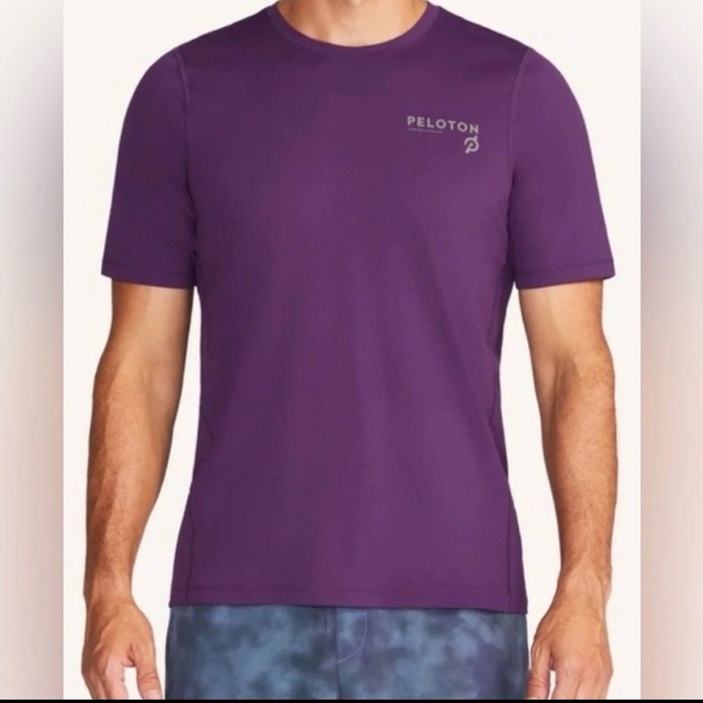Peloton Shirt Adult XL Purple Nylon Blend Activewear Workout Gym T-Shirt Mens
